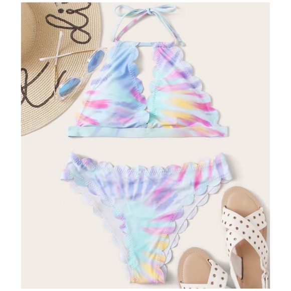 CLEARANCE Sherbet Dreams Scalloped Tie Dye 2Pc Bikini - Picture 2 of 6